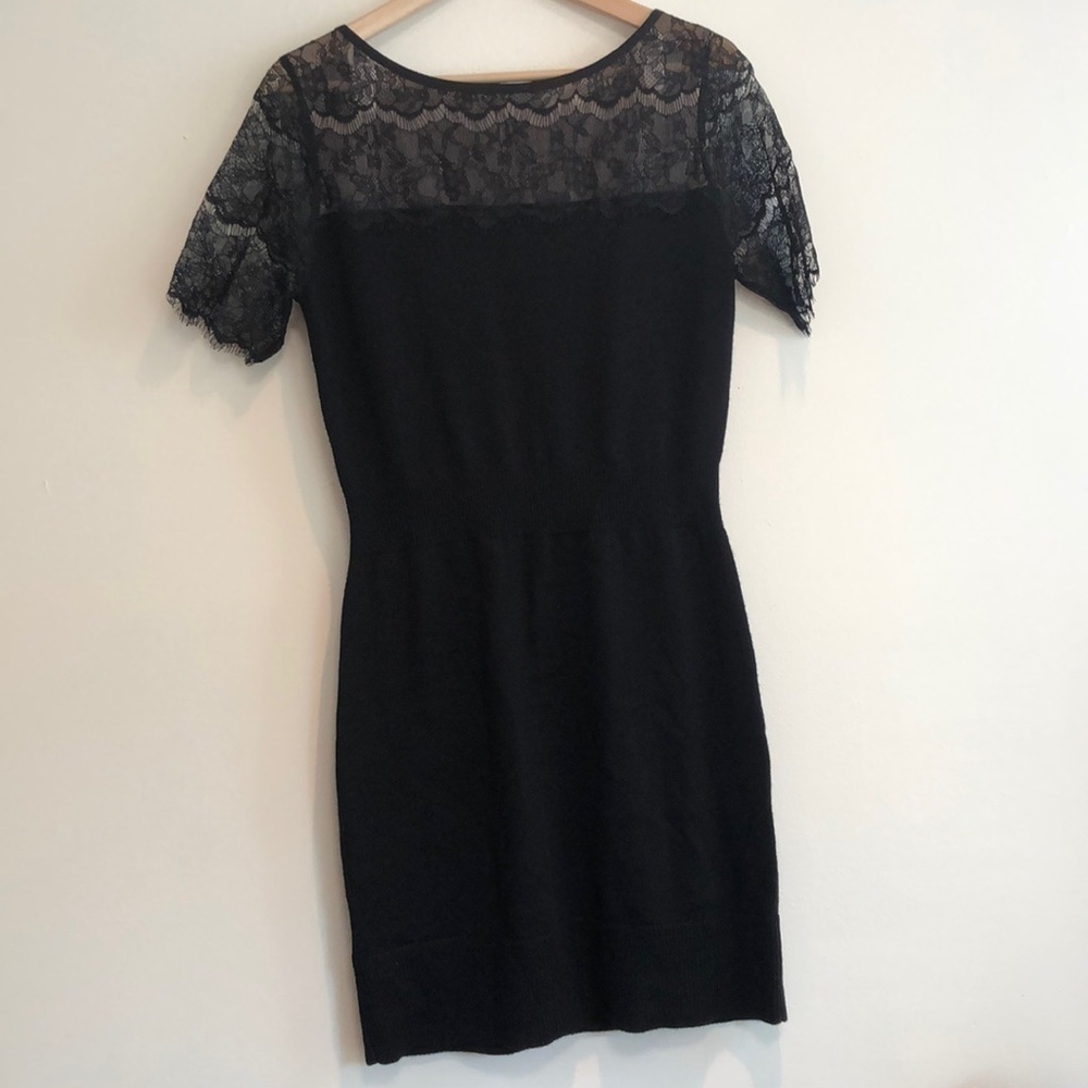 Loft Sweater Dress Black Lace size small